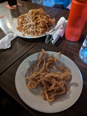 Thin onion rings at Broad Ripple Brewpub in Indianapolis