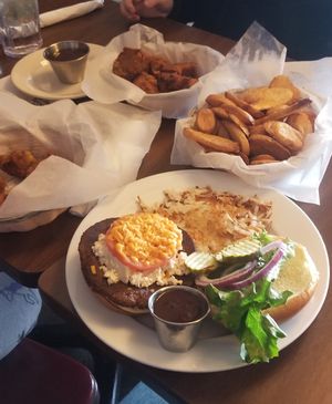 Vegan breakfast sandwich and seitan tenders at Broad Ripple Brewpub in Indianapolis