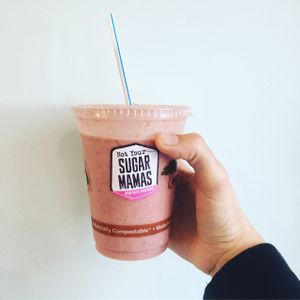 strawberry vanilla maca smoothie at Not Your Sugar Mamas in Vineyard Haven