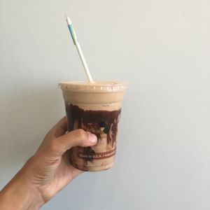 dandy blend latte with homemade raw chocolate sauce  at Not Your Sugar Mamas in Vineyard Haven