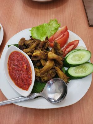 Bebek Penyet/Vegan Duck - recommend! at Waroeng SA in Malang