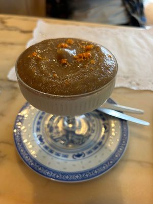 Panacotta with ginjinha (Portuguese liqueur) and pear  at A Venda in Faro