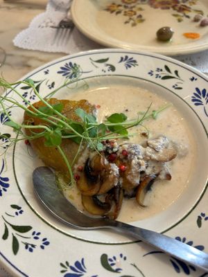 Mushroom and sweet potato in a spicy peanut sauce at A Venda in Faro