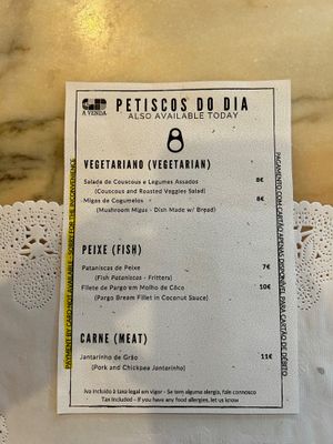 Specials menu at A Venda in Faro