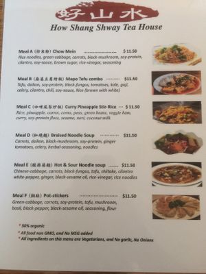 Menu Apr 2021 at How Shang Shway Tea House in Nelson