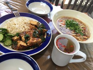 Delicious vegan food at How Shang Shway Tea House in Nelson