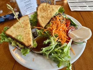 B.L.A.T. with extra vegan mayo and a side house salad.  at Boundary Bay Brewery in Bellingham