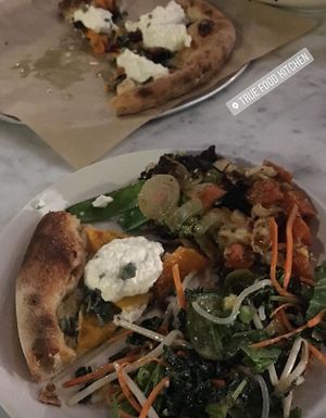 Ancient Grains Bowl, Butternut Squash Pizza, and one other dish at True Food Kitchen in Palo Alto