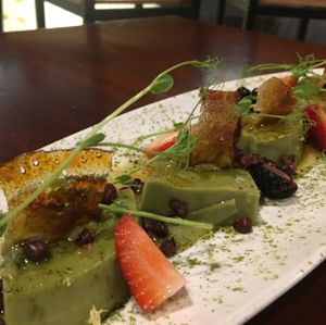 Matcha soy creme brûlée  at Zen Cuisine in Durango