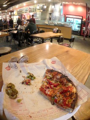 This is a vegan deep dish crust pizza at Mod Pizza - 6th Ave in Seattle