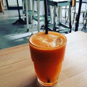 apple, carrot,orange and ginger juice at Primeur Cantine in Paris