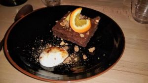 Chocolate cake at Primeur Cantine in Paris