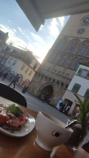 View of outdoor seating at Amalie in Speyer