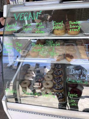 vegan section for donuts   at Nomad Donuts in San Diego