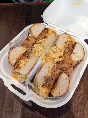 Breakfast sandwich at Nomad Donuts in San Diego