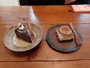 Chocolate cake and ok tiramisu at Mana in Naha
