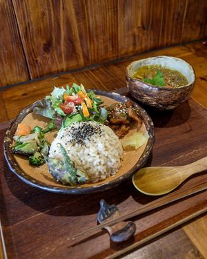 Dal curry rice plate set at Mana in Naha