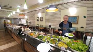 Salad bar at Loving Hut - Jardins   in Sao Paulo