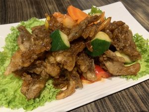 Sweet Sour abalone mushroom at D'life 蔬食 - Jurong West in West Singapore