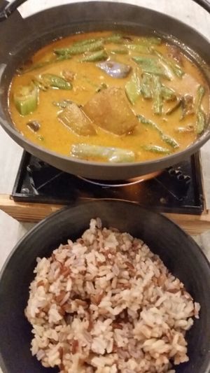 vegetables curry with brown rice at Nature Cafe in Central Singapore