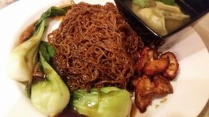 dried char siew (mock pork) wanton noodle at Nature Cafe in Central Singapore