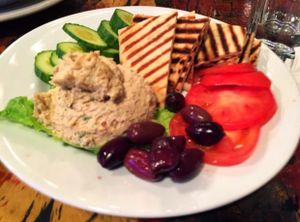 hummus plate  at Aqus Cafe in Petaluma