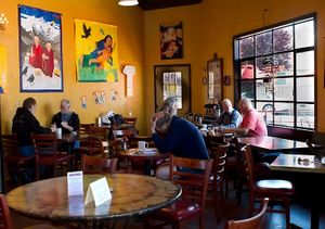 Cafe in the morning at Aqus Cafe in Petaluma