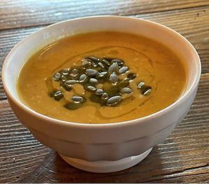Housemade squash soup at Aqus Cafe in Petaluma