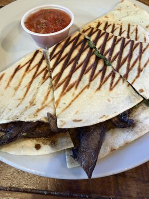 Diana’s quesadilla /  Next time I would get with no garlic. at Aqus Cafe in Petaluma