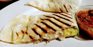 Avocado Quesadilla with Miyoko's Creamery Mozzarella (vegan) at Aqus Cafe in Petaluma