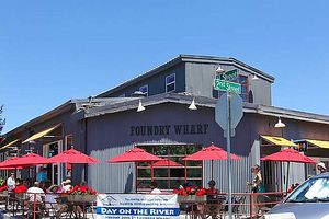 Outdoor patio at Aqus Cafe in Petaluma