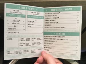 Baba Green Menu. at Baba Green in Dusseldorf