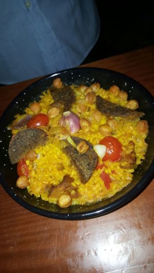 Paella of vegetables at Espiritu Libre in Valencia