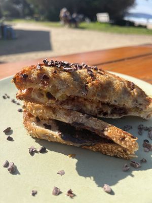 banana, sultanas, cacao, maple syrup, nuttyella (housemade vegan nutella)  at HAH Lorne Beach in Lorne
