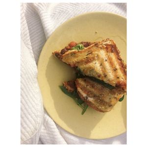 Spiced lentil and veg jaffle. at HAH Lorne Beach in Lorne