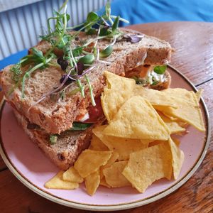 Vegan SLT Sandwich (sausage lettuce tomato) at Wapentake in Leeds