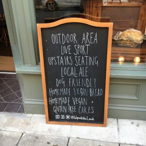 outside board vegan cakes  at Wapentake in Leeds