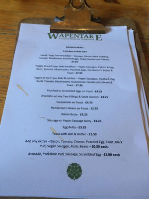Brunch menu  at Wapentake in Leeds