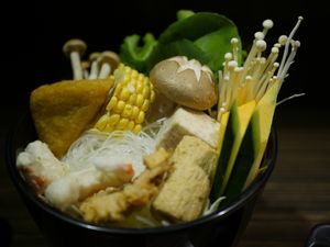 Basic veggies for hot pot. at Alishan Gourmet Restaurant in Alishan