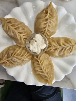 Manty with Soy Mince at Veggie House in Astana