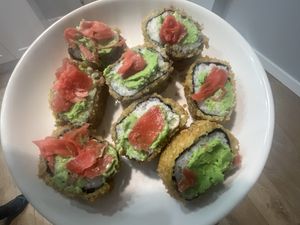 Added wasabi and pickled ginger which they included  at Veggie House in Astana