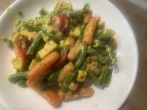 Spicy tofu with vegetables  at Veggie House in Astana