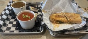 Chickpea soup, Tomatoe soup, rehobeth veg panini  at Grandpa Mac - Coastal Hwy in Rehoboth Beach