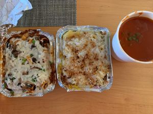 Mushroom ragu, mac uncheese and tomato soup at Grandpa Mac - Coastal Hwy in Rehoboth Beach