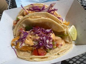 baja “fish” tacos (personal favorite) at Curia on the Drag Food Truck in Gainesville