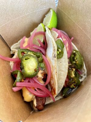  BBQ tempeh tacos (not pictured: pico de Gallo)  at Curia on the Drag Food Truck in Gainesville
