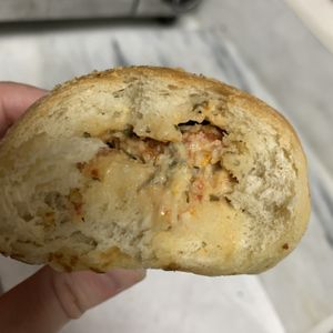 Sundried tomato and basil bagel bomb (favors rotate). From the coffee shop not the food truck   at Curia on the Drag Food Truck in Gainesville