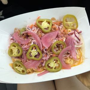 guava bbq loaded mac and cheese   at Curia on the Drag Food Truck in Gainesville