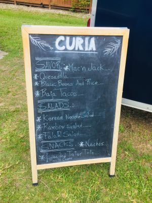 Food menu at Curia on the Drag Food Truck in Gainesville