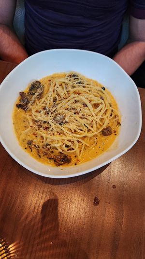 Spaghettini alla carbonara at PLANTA - Yorkville in Toronto
